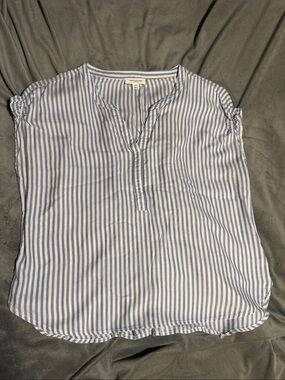 beachlunchlounge Blue and White Striped Short Sleeve Men’s Shirt